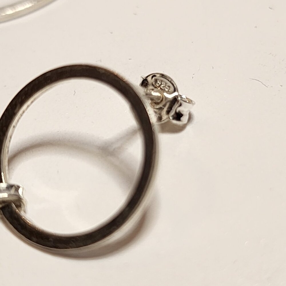 925 Silver Double Circle Dangle Earrings - image 5